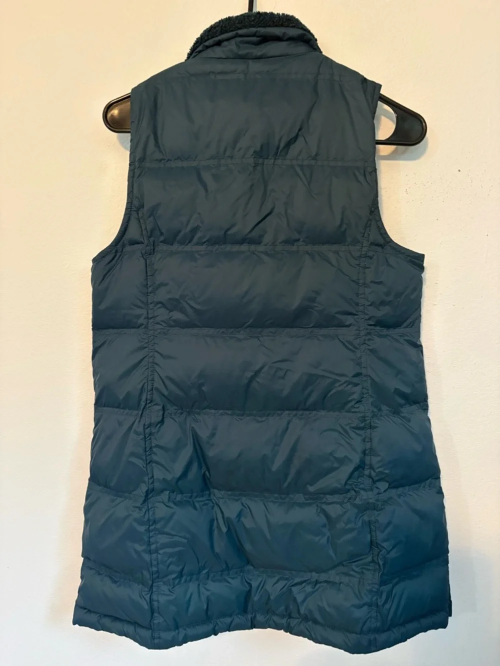 J.Jill Down Quilted Puffer Vest in Deep Teal with Sherpa Collar Size Small - Picture 2 of 15